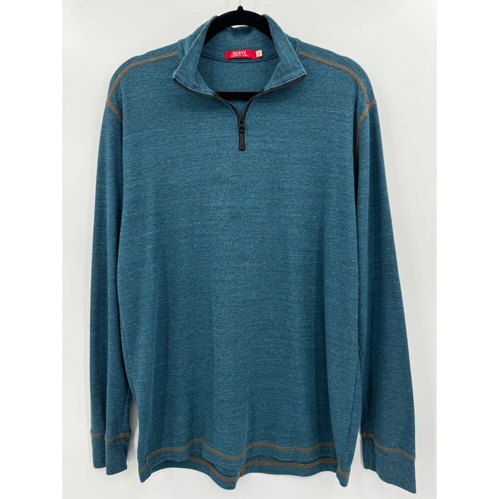 AGAVE Blue Julias Long Sleeve Quarter 1/4 Zip Pullover Sweater Size L